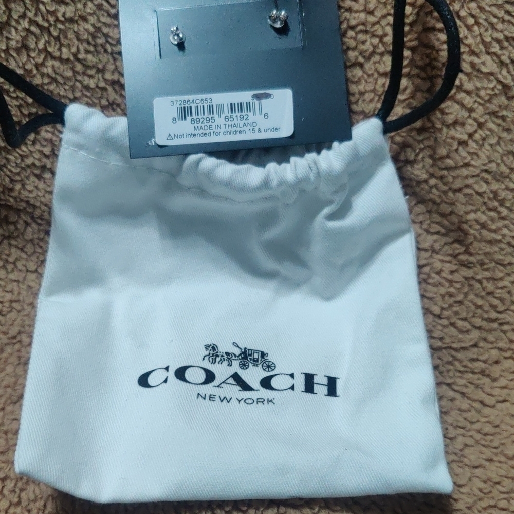 Coach Pink Signature C Hoop Earrings - Picture 6 of 7